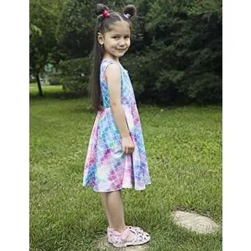 Girls Dresses Red Pink Mermaid Fairy 8t 9t Kawaii Sea Fish Zoo Floral Print Nice Ruffle Twirling Jumpers Overalls Dress Belle Princess Formal Maxi Midi Tshirt Skirt Daily Home Casual Partywear Size