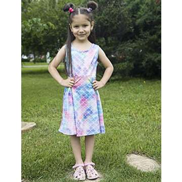 Girls Dresses Red Pink Mermaid Fairy 8t 9t Kawaii Sea Fish Zoo Floral Print Nice Ruffle Twirling Jumpers Overalls Dress Belle Princess Formal Maxi Midi Tshirt Skirt Daily Home Casual Partywear Size