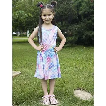 Girls Dresses Red Pink Mermaid Fairy 8t 9t Kawaii Sea Fish Zoo Floral Print Nice Ruffle Twirling Jumpers Overalls Dress Belle Princess Formal Maxi Midi Tshirt Skirt Daily Home Casual Partywear Size