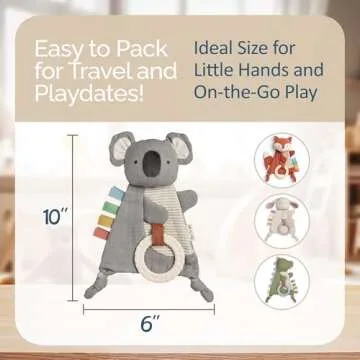 Itzy Ritzy - Bitzy Crinkle Sensory Toy Koala with Crinkle Sound for Babies & Toddlers - Features Soft Braided Teething Ring & Textured Ribbons, Designed for Ages 0 Months and Up, Koala