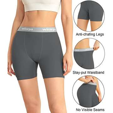 wirarpa Women's Boxer Briefs Cotton Underwear Anti Chafing Boy Shorts Panties 5.5" Inseam 4 Pack Ass...