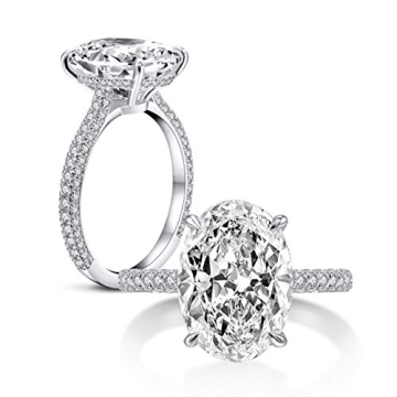Erllo 925 Sterling Silver Women Wedding Rings 5 Carat Oval Cut Cubic Zirconia Engagement Anniversary...