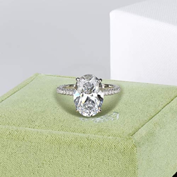Erllo 925 Sterling Silver Women Wedding Rings 5 Carat Oval Cut Cubic Zirconia Engagement Anniversary Rings- Finger Size 6
