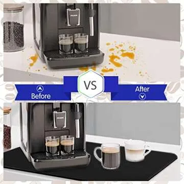 Coffee Bar Mat for Spill-proof, 18 x 12 Inch Hide Stain Abosrbent Coffee Mat | Non-Slip Rubber Backed Coffee Bar Accessories Under the Cofee Machines