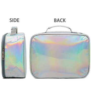 FlowFly Kids Lunch box Insulated Soft Bag Mini Cooler Back to School Thermal Meal Tote Kit for Girls, Boys, Silvery