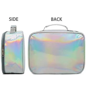 FlowFly Kids Lunch box Insulated Soft Bag Mini Cooler Back to School Thermal Meal Tote Kit for Girls, Boys, Silvery