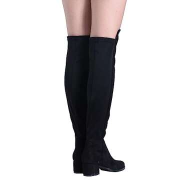 Shoe'N Tale Chunky Block Low Heel Over The Knee Boots for Women