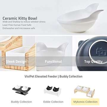 ViviPet Elevated Cat Feeder with Ceramic Bowls & Stand