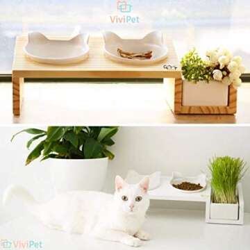 ViviPet Elevated Cat Feeder with Ceramic Bowls & Stand