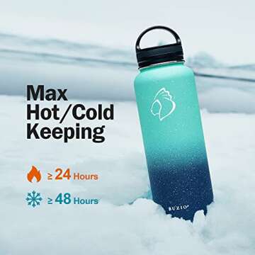 BUZIO 40 oz Leak Proof Insulated Water Bottle