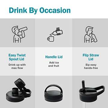 BUZIO 40 oz Leak Proof Insulated Water Bottle