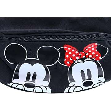 Jerry Leigh Disney Peeking Mickey Mouse and Minnie Mouse Fanny Waist Pack, Black, one size