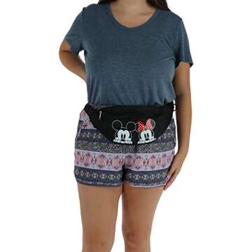 Jerry Leigh Disney Peeking Mickey Mouse and Minnie Mouse Fanny Waist Pack, Black, one size