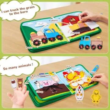 Farm Busy Book for Toddlers 1-3 - 1 Year Old Boys Girls Gifts Toys, Educational Quiet Activity Book with Life Skills, Toddler Travel Toys 1-2