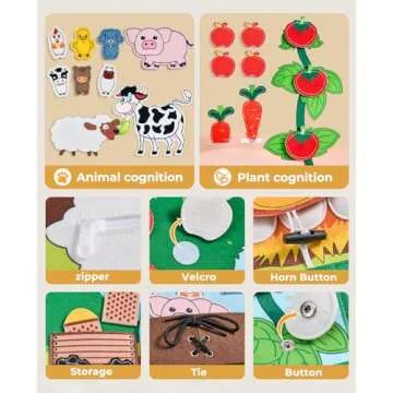Farm Busy Book for Toddlers 1-3 - 1 Year Old Boys Girls Gifts Toys, Educational Quiet Activity Book with Life Skills, Toddler Travel Toys 1-2