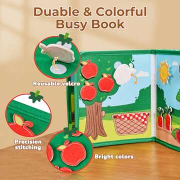 Farm Busy Book for Toddlers 1-3 - 1 Year Old Boys Girls Gifts Toys, Educational Quiet Activity Book with Life Skills, Toddler Travel Toys 1-2