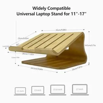 SAMDI Wood Laptop Stand, White Birch, Ergonomic Design for Most Laptops Heat Dissipation, Cord Management, Suitable for Desk or Tabletop (2020-02)