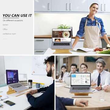 SAMDI Wood Laptop Stand, White Birch, Ergonomic Design for Most Laptops Heat Dissipation, Cord Management, Suitable for Desk or Tabletop (2020-02)