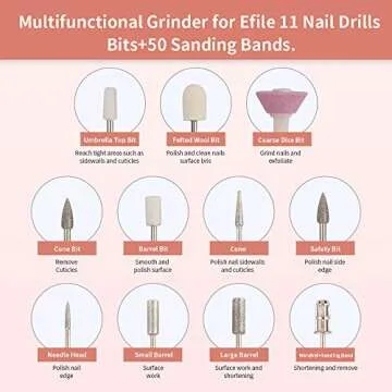 RedFlow Electric Nail Drill, Acrylic Nail Drill Kit, for Nail File Exfoliating Abrasive Nail Drill Machine, with 11 Pcs Nail Drill Bits, Brush,Nail Cutter and 50 Sanding Bands Nail Drill Set (Gold)