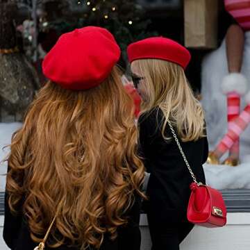 Classic French Berets for Baby-Girls Solid Wool Blend Artist Beanie Cap Toddler Warm Painter Beret 20.5" fit for 2-6 Years