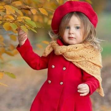 Classic French Berets for Baby-Girls Solid Wool Blend Artist Beanie Cap Toddler Warm Painter Beret 20.5" fit for 2-6 Years