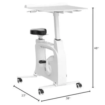 FlexiSpot Desk Exercise Bike Home Office Standing Desk Cycle, Deskcise Pro - White