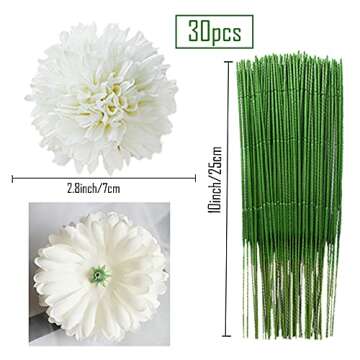 HinyoCo 30 Pcs Artificial Chrysanthemums Heads Ball Flowers，Silk Chrysanthemum Ball Bouquet White ...