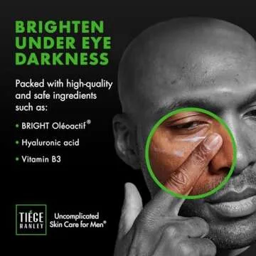 Tiege Hanley Mens Under Eye Cream for Dark Circles, EYES - Eye Cream for Puffiness & Bags Under Eyes - Firming Anti-Aging Eye Wrinkle & Fine Lines Cream - Tightening Eye Bags Treatment for Men, 0.5 Oz