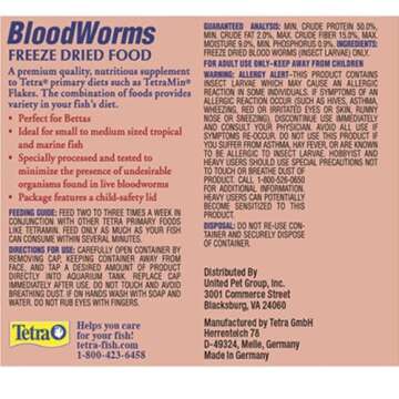 Tetra BloodWorms 0.25 Oz, Freeze-Dried Food for Freshwater and Saltwater Fish, Seafood (Pack of 1)