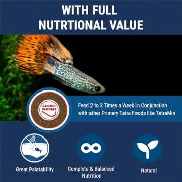 Tetra BloodWorms 0.25 Oz, Freeze-Dried Food for Freshwater and Saltwater Fish, Seafood (Pack of 1)