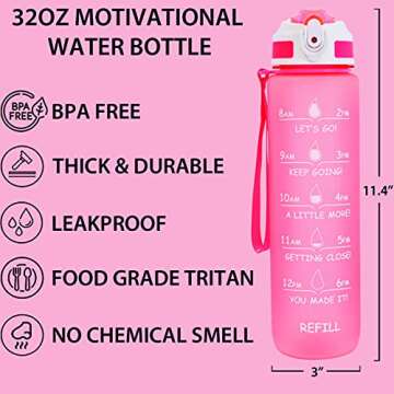 Gold Armour Motivational 32oz Water Bottle - Leakproof & BPA Free