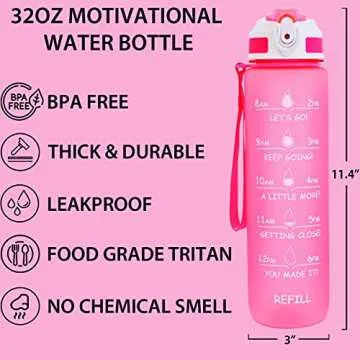 Gold Armour Motivational 32oz Water Bottle - Leakproof & BPA Free
