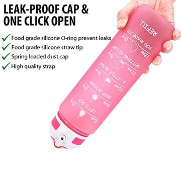 Gold Armour Motivational 32oz Water Bottle - Leakproof & BPA Free