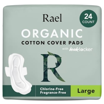 Rael Organic Cotton Cover Pads, Heavy Absorbency, Unscented, 24 Count