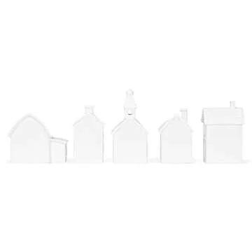 Charming Porcelain Village Set with Trees for Holidays