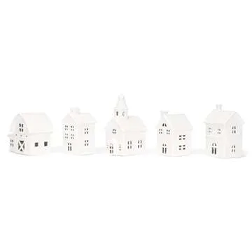 Charming Porcelain Village Set with Trees for Holidays