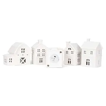 Charming Porcelain Village Set with Trees for Holidays