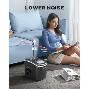 ecozy Ice Makers Countertop, Portable Ice Machine with Carry Handle, Ice in 6Mins, 26 lbs/Day, Auto-Cleaning Ice Maker with Basket and Scoop, for Home/Kitchen/Camping/RV