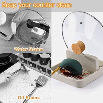 AIERSA Spoon Rest with Lid Holder for Kitchen Organization