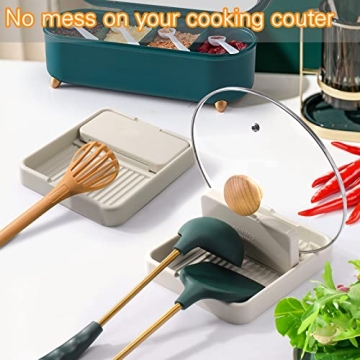 AIERSA Spoon Rest with Lid Holder for Kitchen Organization