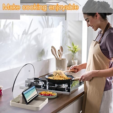 AIERSA Spoon Rest with Lid Holder for Kitchen Organization