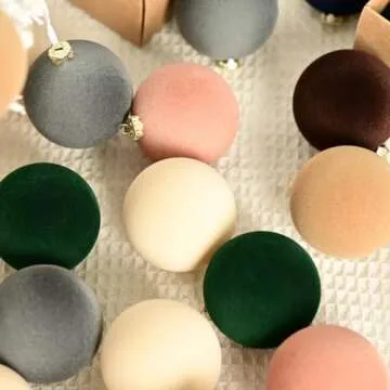 Maritown Velvet Christmas Ornaments Balls 12 Pcs 2.4 Inches Flocked Plastic Shatterproof Xmas Ball Holiday Party Hanging Decorations for Christmas Tree Home Office Decor