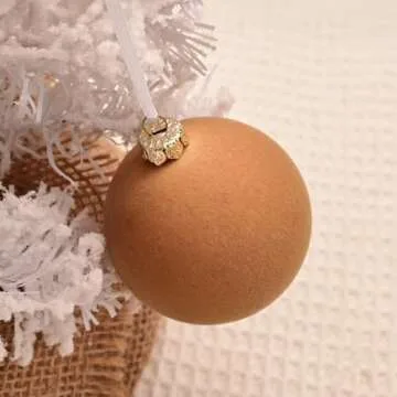 Maritown Velvet Christmas Ornaments Balls 12 Pcs 2.4 Inches Flocked Plastic Shatterproof Xmas Ball Holiday Party Hanging Decorations for Christmas Tree Home Office Decor