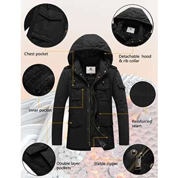 Uoiuxc Men's Winter Military Jacket: Warm, Stylish Coat