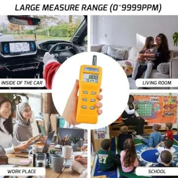 CO2 Meter Air Quality Monitor Handheld CO2 Monitor 0~9999ppm Measurement Carbon Dioxide Temperature Humidity Detector NDIR Sensor Indoor Outdoor Air Quality Tester