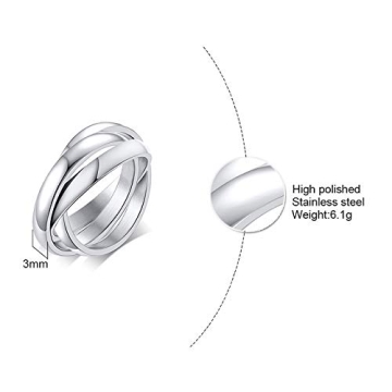 JAJAFOOK Triple Band Interlocked Rolling Ring for Women