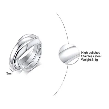 JAJAFOOK Triple Band Interlocked Rolling Ring for Women