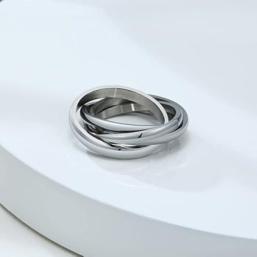 JAJAFOOK Triple Band Interlocked Rolling Ring for Women