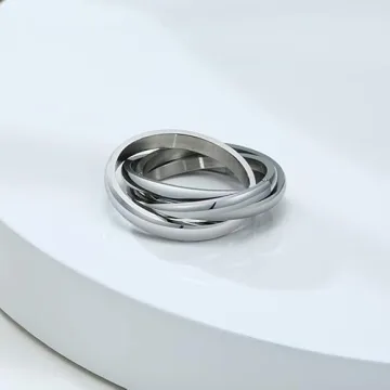 JAJAFOOK Triple Band Interlocked Rolling Ring for Women