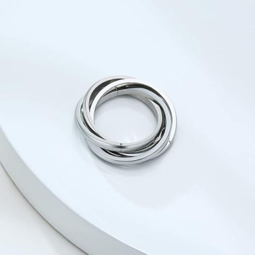 JAJAFOOK Triple Band Interlocked Rolling Ring for Women